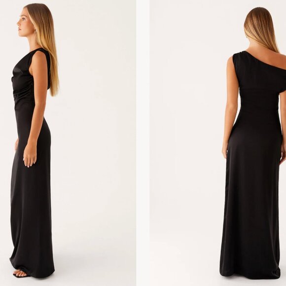Peppermayo Heart Of Glass Satin Maxi Dress (Black) - Picture 2 of 3